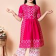 Girls Festive Kurta Set – Pink Embroidered Kurti with White Palazzo | Ethnic Wear for Girls (3–10 Years)